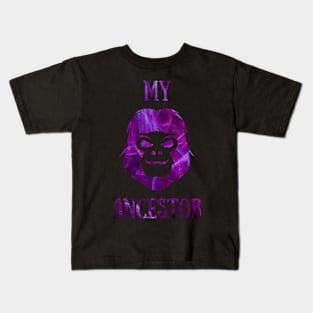 Purple Pattern Monkey Ancestor Kids T-Shirt